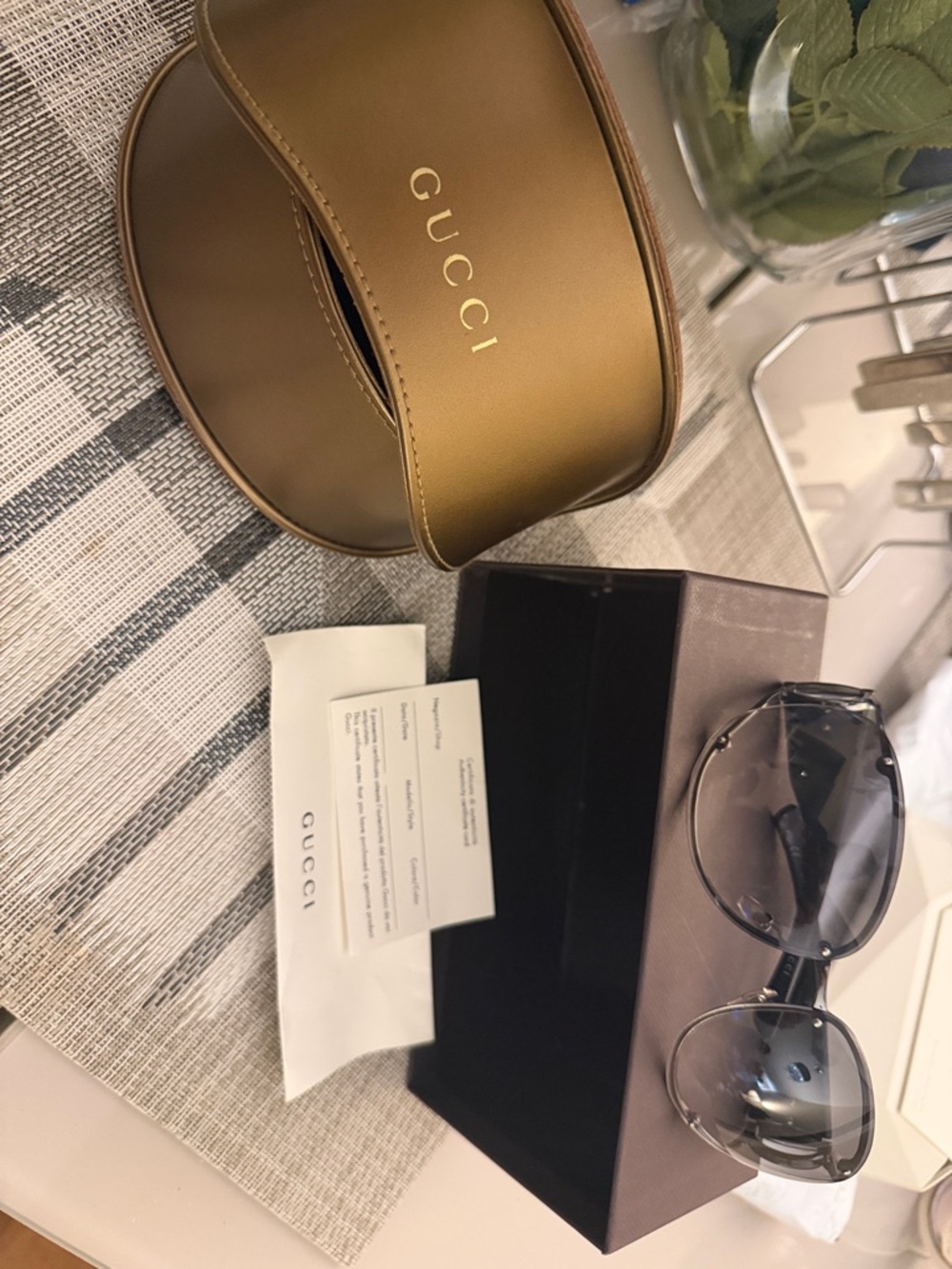 Gucci rimless shield Black Frame Gray Gradient Lens Sunglasses